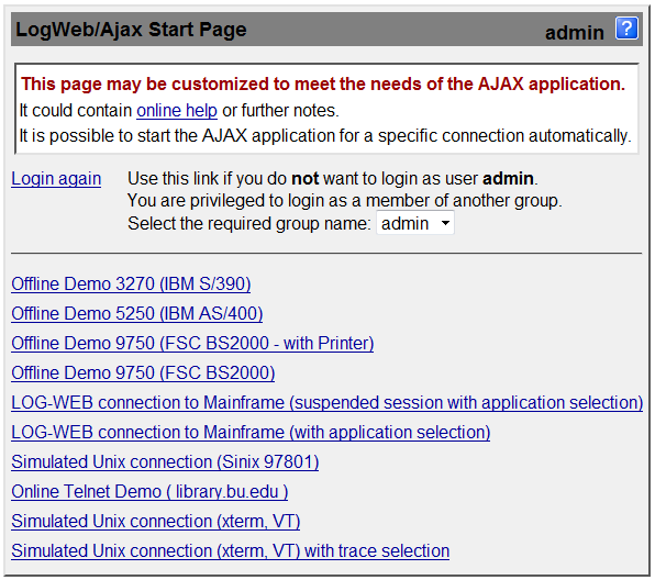 Start page