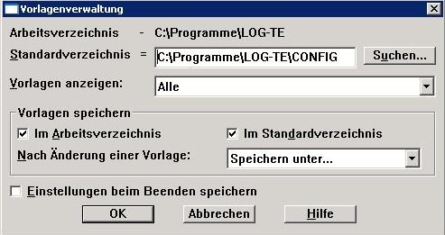 Terminalemulation LOG-TE9750: Screenshot Vorlagenverwaltung